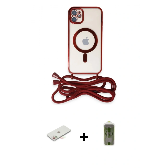 MARSİLYAN™- iPhone 11 Kılıf Eksen Özel Seri - Siyah Joko Magic 5D Hayalet Cam + Renkli Kamera Lens Koruma Cam - YL