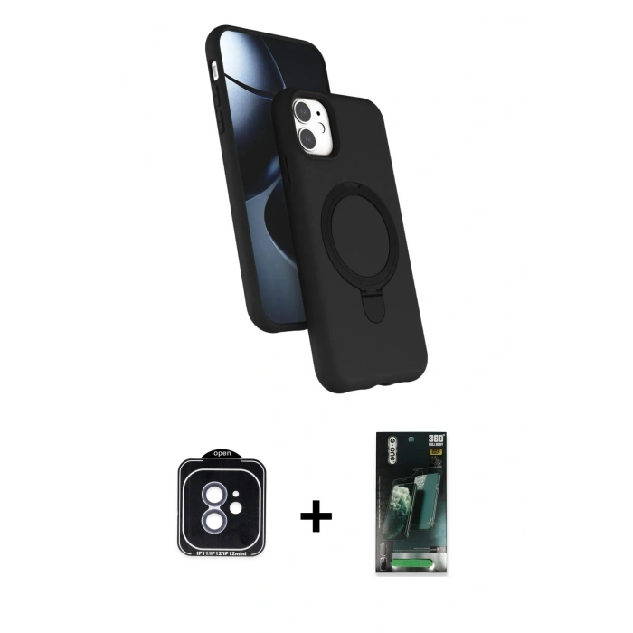 MARSİLYAN™- iPhone 11 Kılıf İz Işık Koleksiyonu - Şeffaf 360 Full Body Arka Koruyucu + PVD Metal Kamera Lens - MI