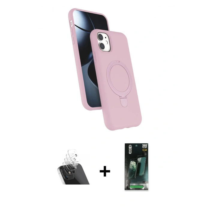 MARSİLYAN™- iPhone 11 Kılıf İz Işık Koleksiyonu - Şeffaf 360 Full Body Arka Koruyucu + Kamera Lens Koruma Cam - SF