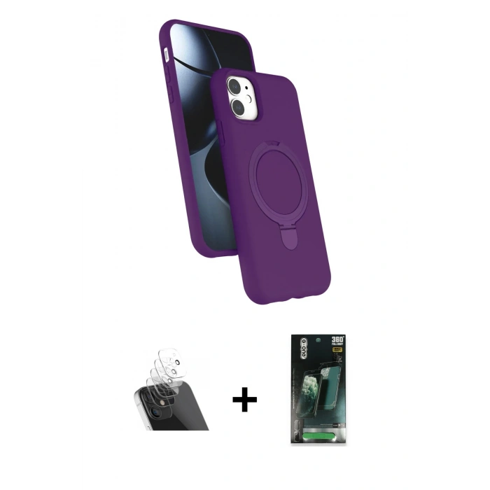 MARSİLYAN™- iPhone 11 Kılıf İz Işık Koleksiyonu - Şeffaf 360 Full Body Arka Koruyucu + Kamera Lens Koruma Cam - SF