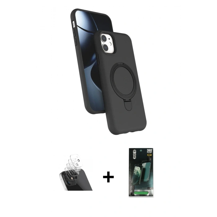 MARSİLYAN™- iPhone 11 Kılıf İz Işık Koleksiyonu - Şeffaf 360 Full Body Arka Koruyucu + Kamera Lens Koruma Cam - SF