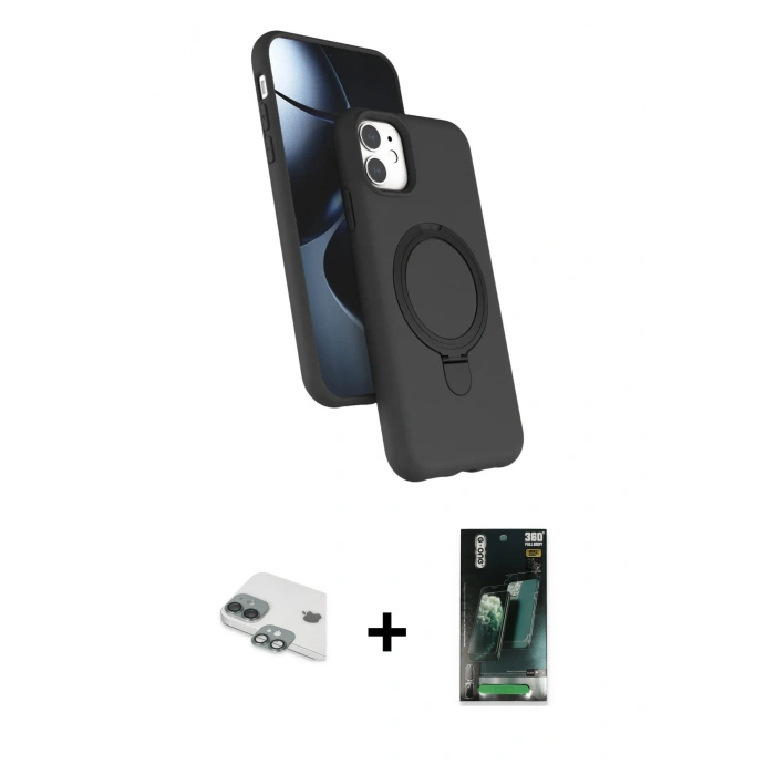 MARSİLYAN™- iPhone 11 Kılıf İz Işık Koleksiyonu - Şeffaf 360 Full Body Arka Koruyucu + Pers Alüminyum Kamera Lens - YL