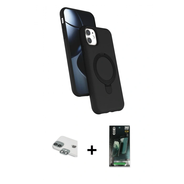 MARSİLYAN™- iPhone 11 Kılıf İz Işık Koleksiyonu - Şeffaf 360 Full Body Arka Koruyucu + Pers Alüminyum Kamera Lens - YL