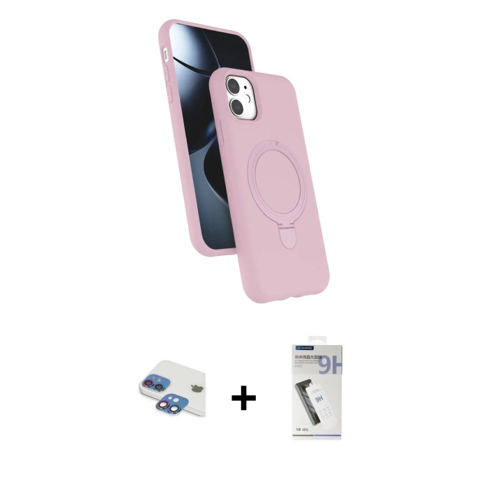MARSİLYAN™- iPhone 11 Kılıf İz Işık Koleksiyonu - Şeffaf Uv Polymer Nano Ekran Koruyucu + Pers Alüminyum Kamera Lens - GI