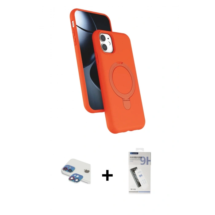 MARSİLYAN™- iPhone 11 Kılıf İz Işık Koleksiyonu - Şeffaf Uv Polymer Nano Ekran Koruyucu + Pers Alüminyum Kamera Lens - GI