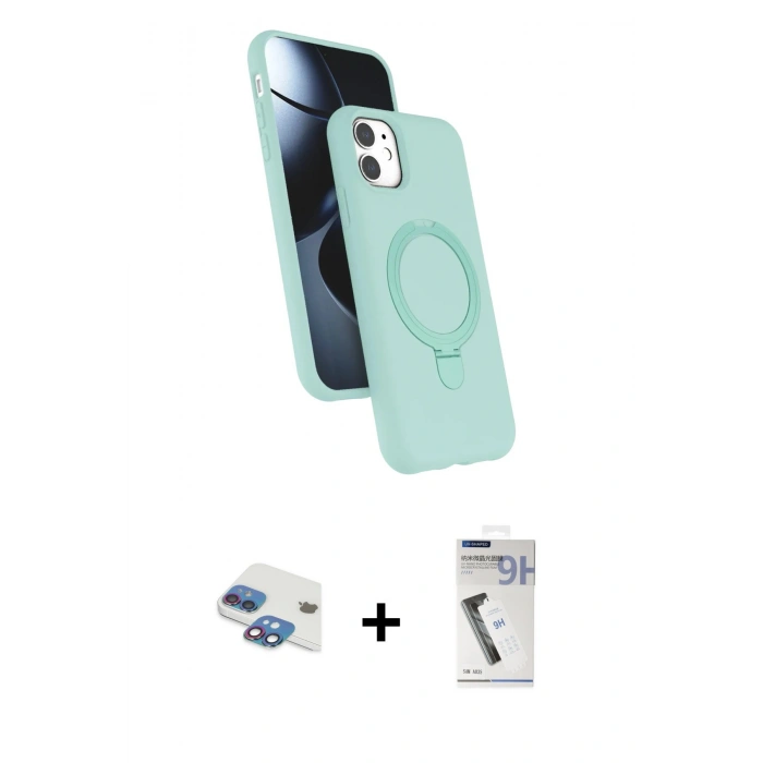 MARSİLYAN™- iPhone 11 Kılıf İz Işık Koleksiyonu - Şeffaf Uv Polymer Nano Ekran Koruyucu + Pers Alüminyum Kamera Lens - GI