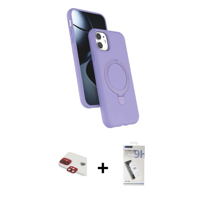 MARSİLYAN™- iPhone 11 Kılıf İz Işık Koleksiyonu - Şeffaf Uv Polymer Nano Ekran Koruyucu + Pers Alüminyum Kamera Lens - KI