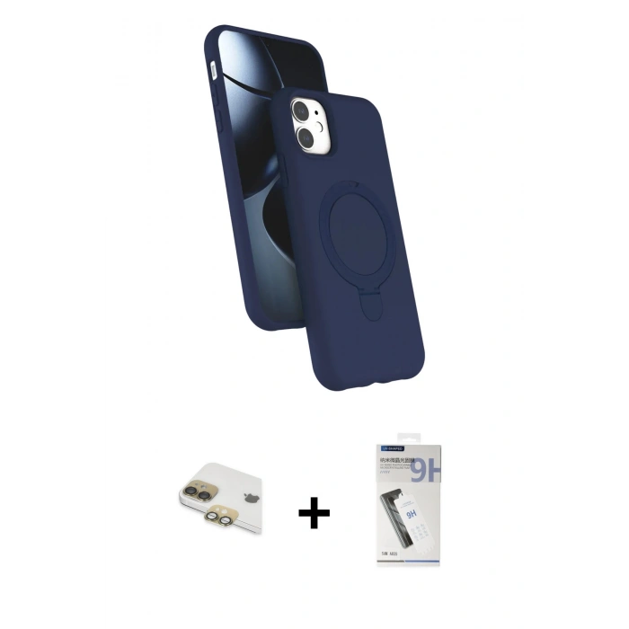 MARSİLYAN™- iPhone 11 Kılıf İz Işık Koleksiyonu - Şeffaf Uv Polymer Nano Ekran Koruyucu + Pers Alüminyum Kamera Lens - GD