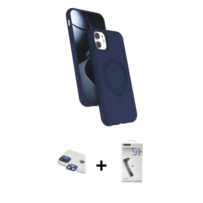 MARSİLYAN™- iPhone 11 Kılıf İz Işık Koleksiyonu - Şeffaf Uv Polymer Nano Ekran Koruyucu + Pers Alüminyum Kamera Lens - LT