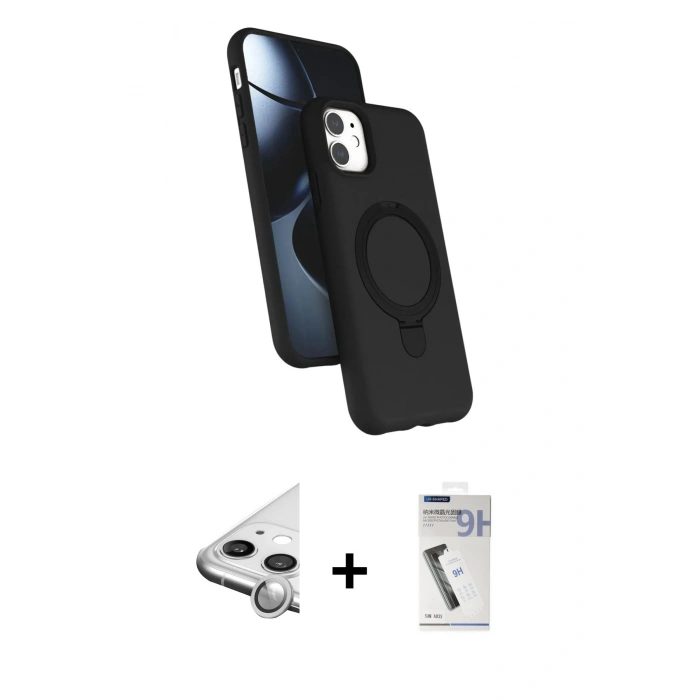 MARSİLYAN™- iPhone 11 Kılıf İz Işık Koleksiyonu - Şeffaf Uv Polymer Nano Ekran Koruyucu + Raze Metal Kamera Lens - GS