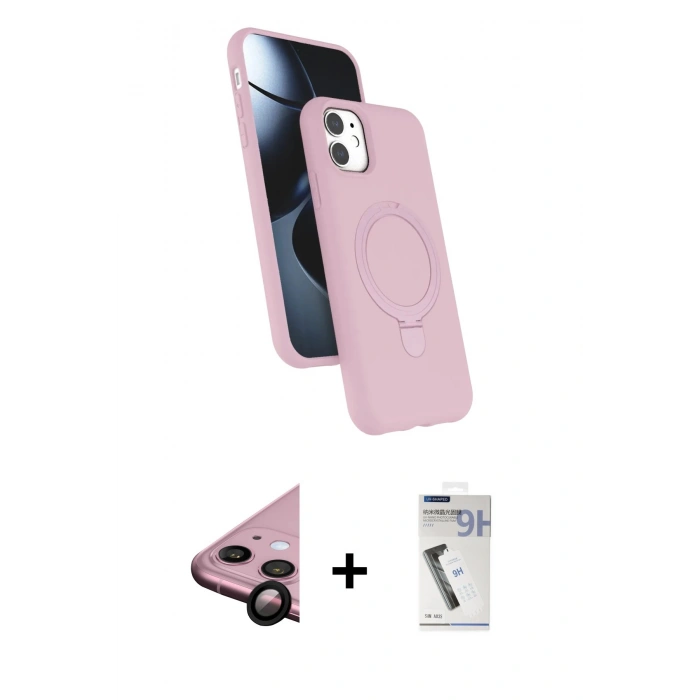 MARSİLYAN™- iPhone 11 Kılıf İz Işık Koleksiyonu - Şeffaf Uv Polymer Nano Ekran Koruyucu + Raze Metal Kamera Lens - SH