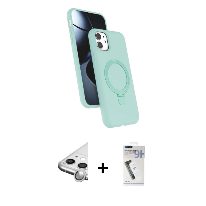 MARSİLYAN™- iPhone 11 Kılıf İz Işık Koleksiyonu - Şeffaf Uv Polymer Nano Ekran Koruyucu + Raze Metal Kamera Lens - GS