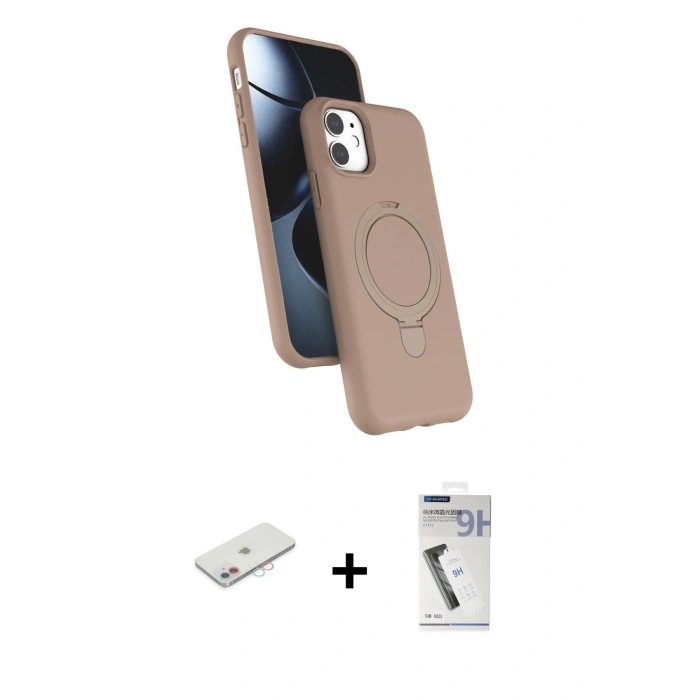 MARSİLYAN™- iPhone 11 Kılıf İz Işık Koleksiyonu - Şeffaf Uv Polymer Nano Ekran Koruyucu + Renkli Kamera Lens Koruma Cam - PE