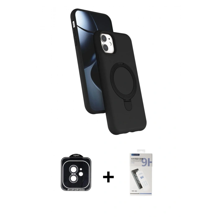 MARSİLYAN™- iPhone 11 Kılıf İz Işık Koleksiyonu - Şeffaf Uv Polymer Nano Ekran Koruyucu + PVD Metal Kamera Lens - SH
