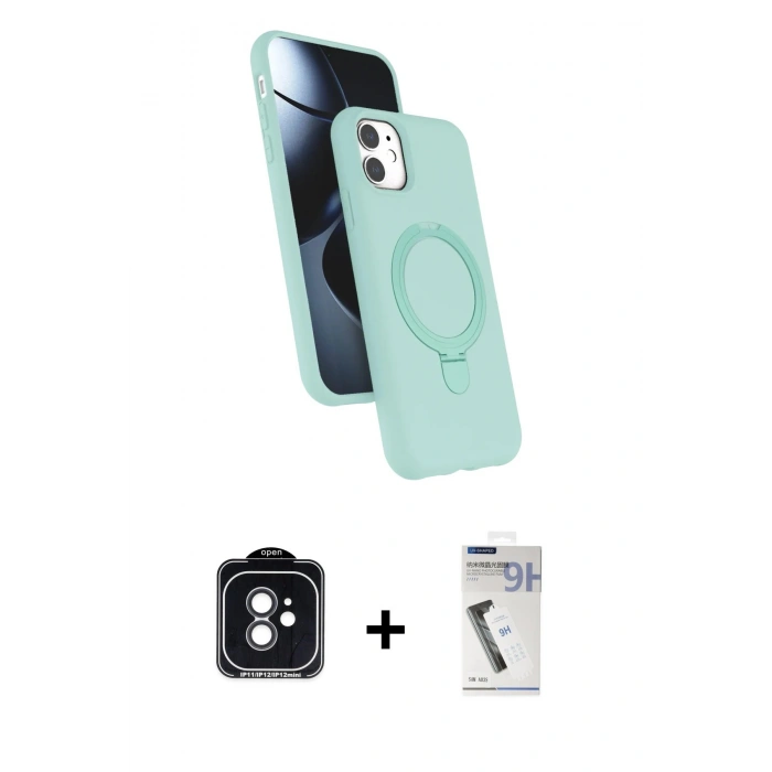 MARSİLYAN™- iPhone 11 Kılıf İz Işık Koleksiyonu - Şeffaf Uv Polymer Nano Ekran Koruyucu + PVD Metal Kamera Lens - SH