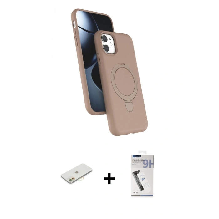 MARSİLYAN™- iPhone 11 Kılıf İz Işık Koleksiyonu - Şeffaf Uv Polymer Nano Ekran Koruyucu + Renkli Kamera Lens Koruma Cam - TU