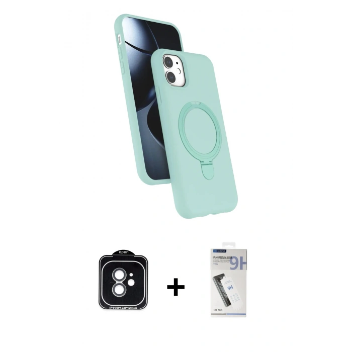 MARSİLYAN™- iPhone 11 Kılıf İz Işık Koleksiyonu - Şeffaf Uv Polymer Nano Ekran Koruyucu + PVD Metal Kamera Lens - YL