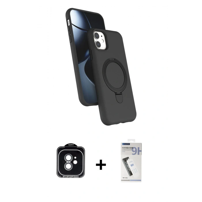 MARSİLYAN™- iPhone 11 Kılıf İz Işık Koleksiyonu - Şeffaf Uv Polymer Nano Ekran Koruyucu + PVD Metal Kamera Lens - YL