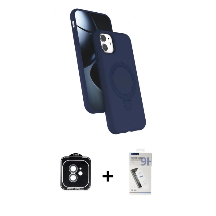 MARSİLYAN™- iPhone 11 Kılıf İz Işık Koleksiyonu - Şeffaf Uv Polymer Nano Ekran Koruyucu + PVD Metal Kamera Lens - YL