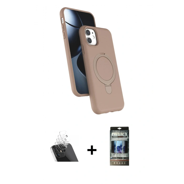 MARSİLYAN™- iPhone 11 Kılıf İz Işık Koleksiyonu - Siyah 34D Hayalet Izgaralı Cam + Kamera Lens Koruma Cam - SF