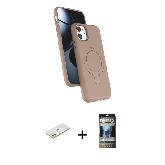MARSİLYAN™- iPhone 11 Kılıf İz Işık Koleksiyonu - Siyah 34D Hayalet Izgaralı Cam + Renkli Kamera Lens Koruma Cam - TU