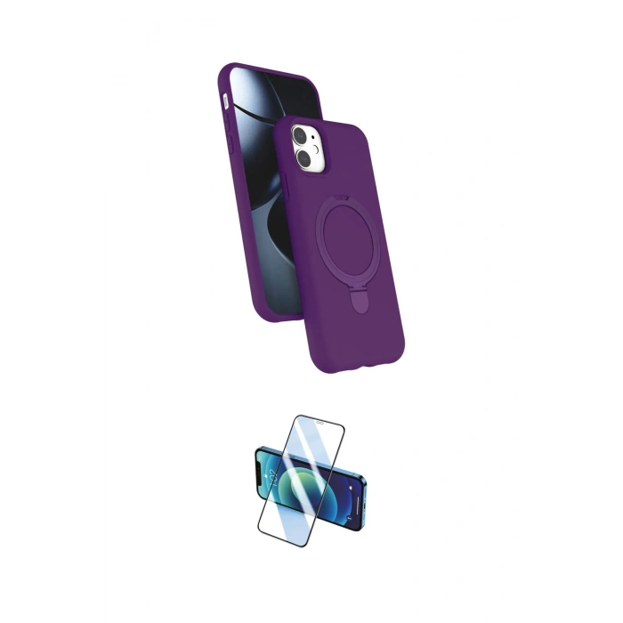 MARSİLYAN™- iPhone 11 Kılıf İz Işık Koleksiyonu - Siyah 3D Antistatik Cam Ekran Koruyucu
