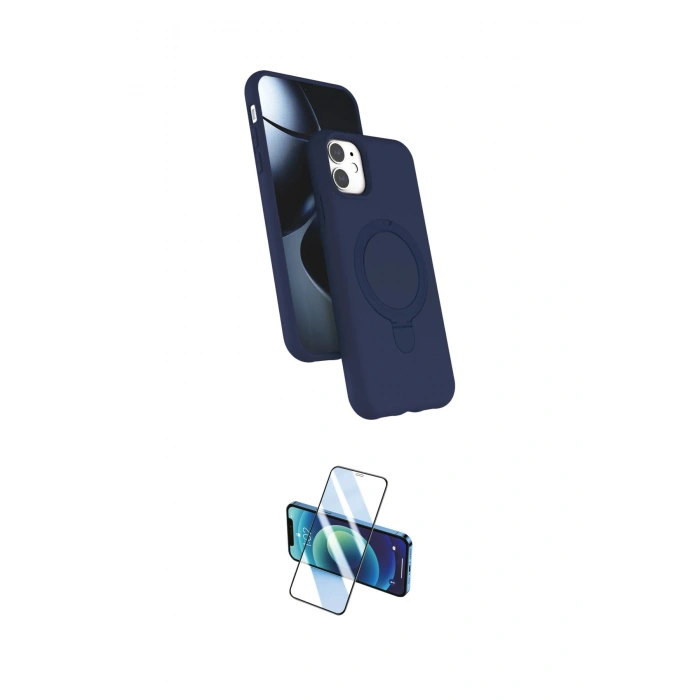 MARSİLYAN™- iPhone 11 Kılıf İz Işık Koleksiyonu - Siyah 3D Antistatik Cam Ekran Koruyucu