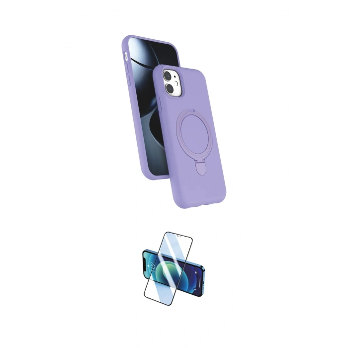 MARSİLYAN™- iPhone 11 Kılıf İz Işık Koleksiyonu - Siyah 3D Antistatik Cam Ekran Koruyucu