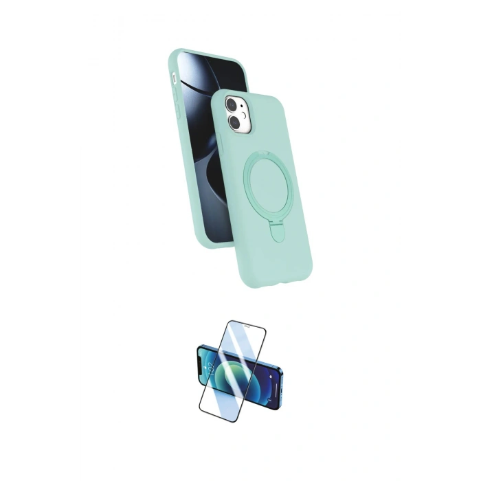 MARSİLYAN™- iPhone 11 Kılıf İz Işık Koleksiyonu - Siyah 3D Antistatik Cam Ekran Koruyucu