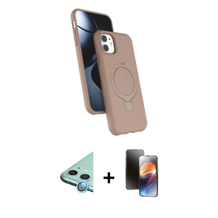 MARSİLYAN™- iPhone 11 Kılıf İz Işık Koleksiyonu - Siyah 3D Antistatik Mat Seramik Nano Ekran Koruyucu + Raze Metal Kamera Lens - MI