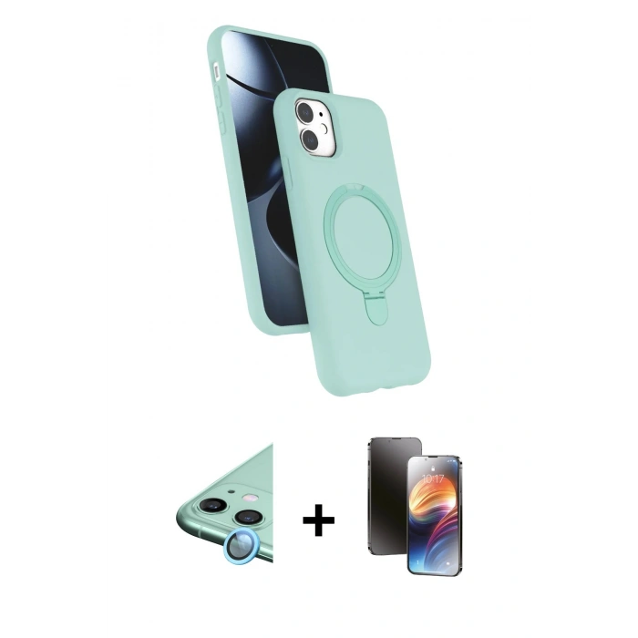 MARSİLYAN™- iPhone 11 Kılıf İz Işık Koleksiyonu - Siyah 3D Antistatik Mat Seramik Nano Ekran Koruyucu + Raze Metal Kamera Lens - MI