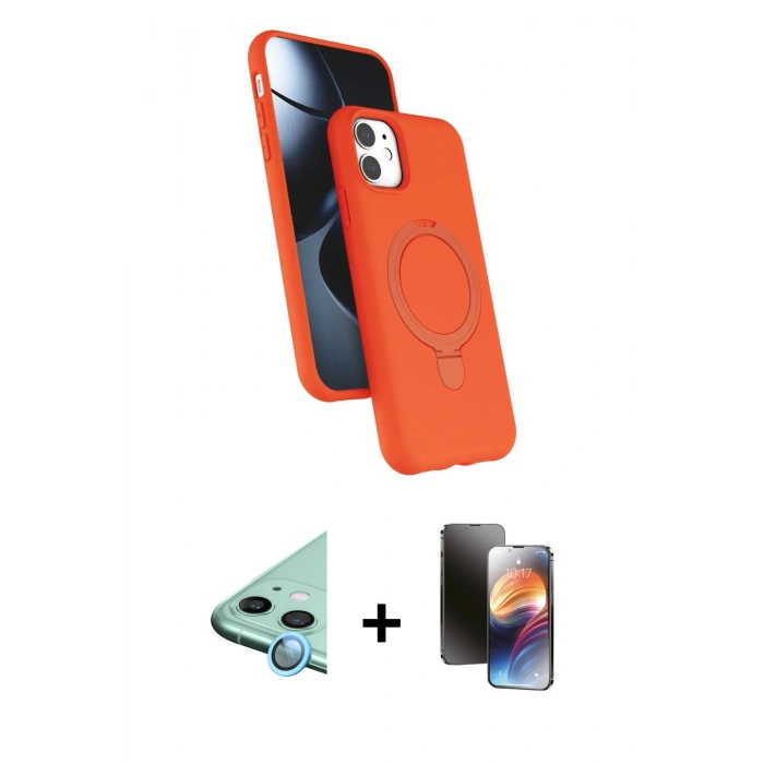MARSİLYAN™- iPhone 11 Kılıf İz Işık Koleksiyonu - Siyah 3D Antistatik Mat Seramik Nano Ekran Koruyucu + Raze Metal Kamera Lens - MI