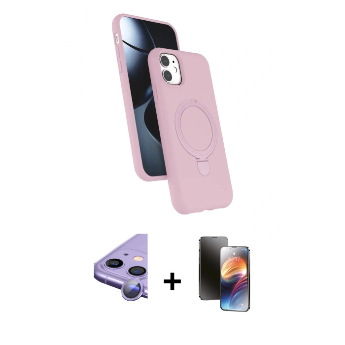 MARSİLYAN™- iPhone 11 Kılıf İz Işık Koleksiyonu - Siyah 3D Antistatik Mat Seramik Nano Ekran Koruyucu + Raze Metal Kamera Lens - MR