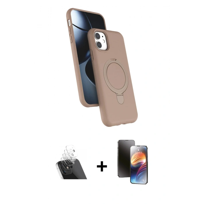 MARSİLYAN™- iPhone 11 Kılıf İz Işık Koleksiyonu - Siyah 3D Antistatik Mat Seramik Nano Ekran Koruyucu + Kamera Lens Koruma Cam - SF