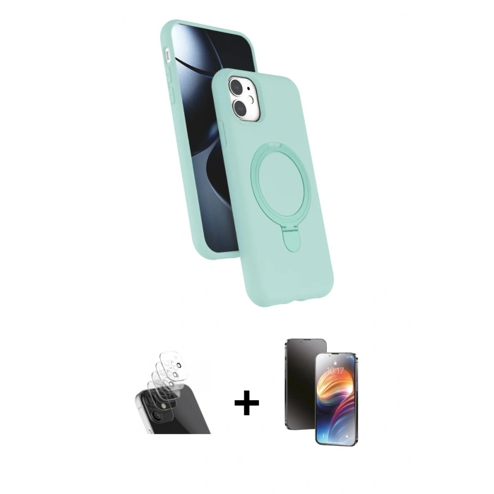 MARSİLYAN™- iPhone 11 Kılıf İz Işık Koleksiyonu - Siyah 3D Antistatik Mat Seramik Nano Ekran Koruyucu + Kamera Lens Koruma Cam - SF