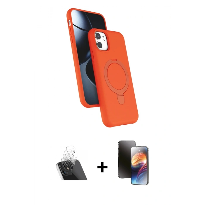 MARSİLYAN™- iPhone 11 Kılıf İz Işık Koleksiyonu - Siyah 3D Antistatik Mat Seramik Nano Ekran Koruyucu + Kamera Lens Koruma Cam - SF