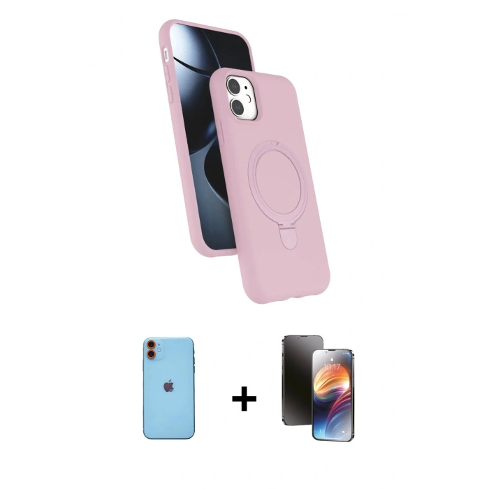MARSİLYAN™- iPhone 11 Kılıf İz Işık Koleksiyonu - Siyah 3D Antistatik Mat Seramik Nano Ekran Koruyucu + Neon Fosforlu Kamera Lens - TU