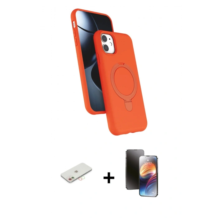MARSİLYAN™- iPhone 11 Kılıf İz Işık Koleksiyonu - Siyah 3D Antistatik Mat Seramik Nano Ekran Koruyucu + Renkli Kamera Lens Koruma Cam - YL