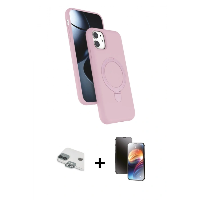MARSİLYAN™- iPhone 11 Kılıf İz Işık Koleksiyonu - Siyah 3D Antistatik Mat Seramik Nano Ekran Koruyucu + Pers Alüminyum Kamera Lens - YL