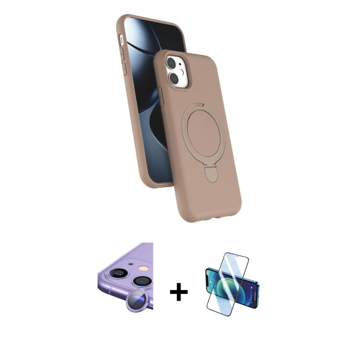 MARSİLYAN™- iPhone 11 Kılıf İz Işık Koleksiyonu - Siyah 3D Antistatik Seramik Nano Ekran Koruyucu + Raze Metal Kamera Lens - MR