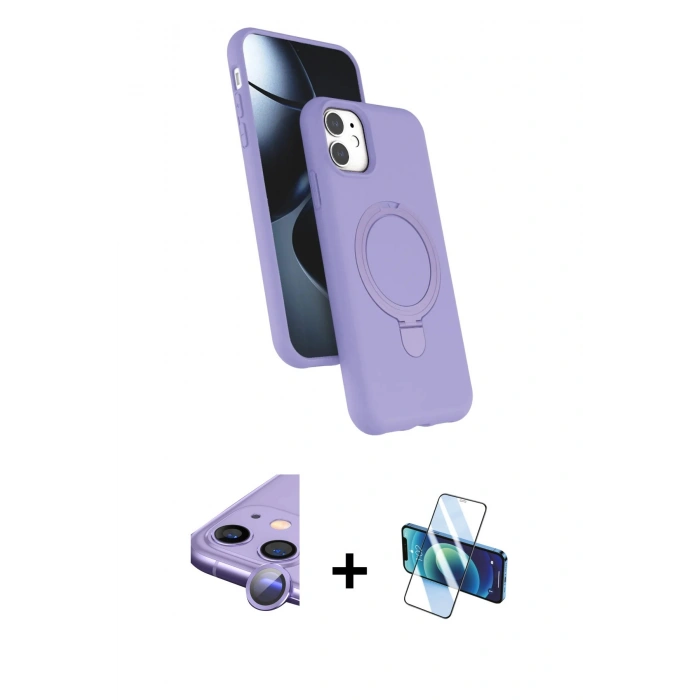 MARSİLYAN™- iPhone 11 Kılıf İz Işık Koleksiyonu - Siyah 3D Antistatik Seramik Nano Ekran Koruyucu + Raze Metal Kamera Lens - MR
