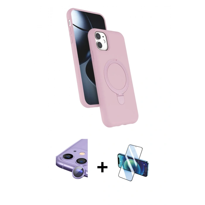 MARSİLYAN™- iPhone 11 Kılıf İz Işık Koleksiyonu - Siyah 3D Antistatik Seramik Nano Ekran Koruyucu + Raze Metal Kamera Lens - MR