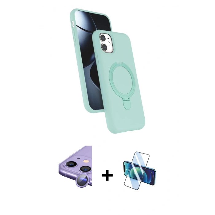 MARSİLYAN™- iPhone 11 Kılıf İz Işık Koleksiyonu - Siyah 3D Antistatik Seramik Nano Ekran Koruyucu + Raze Metal Kamera Lens - MR