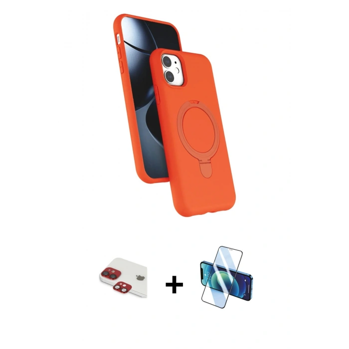 MARSİLYAN™- iPhone 11 Kılıf İz Işık Koleksiyonu - Siyah 3D Antistatik Seramik Nano Ekran Koruyucu + Pers Alüminyum Kamera Lens - KI