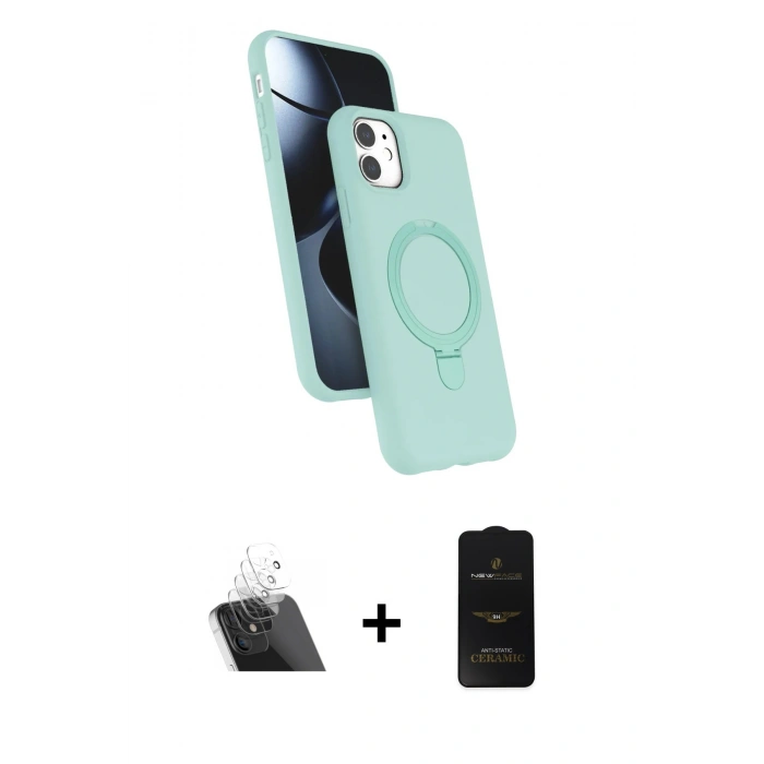 MARSİLYAN™- iPhone 11 Kılıf İz Işık Koleksiyonu - Siyah 6D Antistatik Mat Seramik Hayalet Nano Ekran Koruyucu + Kamera Lens Koruma Cam - SF
