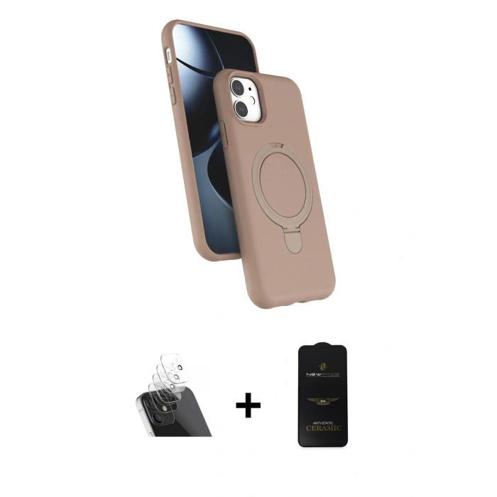 MARSİLYAN™- iPhone 11 Kılıf İz Işık Koleksiyonu - Siyah 6D Antistatik Mat Seramik Hayalet Nano Ekran Koruyucu + Kamera Lens Koruma Cam - SF
