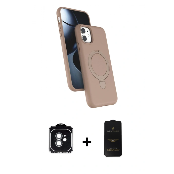 MARSİLYAN™- iPhone 11 Kılıf İz Işık Koleksiyonu - Siyah 6D Antistatik Mat Seramik Hayalet Nano Ekran Koruyucu + PVD Metal Kamera Lens - YL