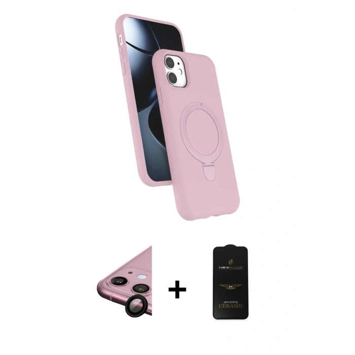 MARSİLYAN™- iPhone 11 Kılıf İz Işık Koleksiyonu - Siyah 6D Antistatik Mat Seramik Hayalet Nano Ekran Koruyucu + Raze Metal Kamera Lens - SH