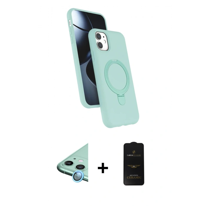 MARSİLYAN™- iPhone 11 Kılıf İz Işık Koleksiyonu - Siyah 6D Antistatik Mat Seramik Hayalet Nano Ekran Koruyucu + Raze Metal Kamera Lens - MI