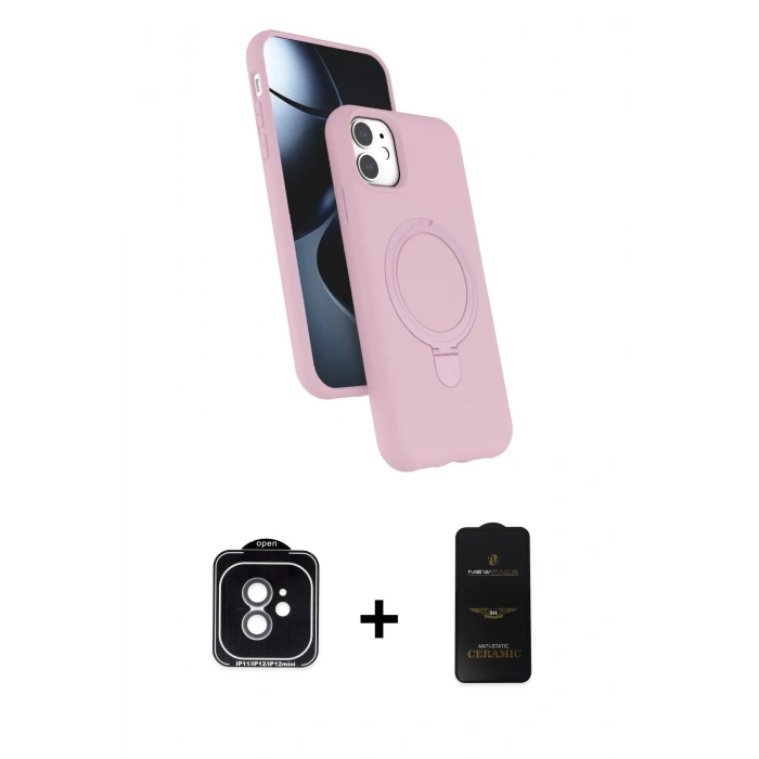 MARSİLYAN™- iPhone 11 Kılıf İz Işık Koleksiyonu - Siyah 6D Antistatik Mat Seramik Hayalet Nano Ekran Koruyucu + PVD Metal Kamera Lens - YL